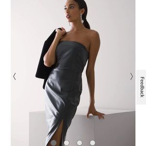 WHBM Faux Leather Strapless Dress